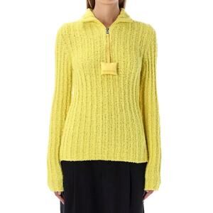 B30 NWT MONCLER 1 X JW ANDERSON Yellow Half-Zipped Knitted Sweater Size L $760
